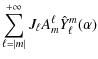 $\displaystyle \sum_{\ell=\vert m\vert}^{+\infty} J_\ell A^\ell_m \hat{Y}^m_\ell(\alpha)$