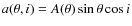 $a(\theta,i)= A(\theta) \sin \theta \cos i$
