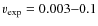 $v_{\rm exp}=0.003{-}0.1$