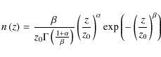 \begin{displaymath}n\left(z\right)=\frac{\beta}{z_0\Gamma\left(\frac{1+\alpha}{\...
...^{\alpha}\exp\left(-\left(\frac{z}{z_0}\right)^{\beta}\right)
\end{displaymath}