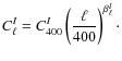 $\displaystyle C_{\ell}^I = C_{400}^{I} \left({\ell \over 400}\right)^{\beta^I_\ell}\cdot $
