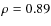 $\rho =0.89$