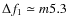 $\Delta f_1 \simeq m 5.3$