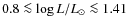 $0.8 \la \log L/L_{\odot} \la 1.41$
