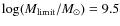 $\log(M_{\rm limit}/M_\odot)=9.5$