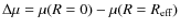 $\Delta \mu = \mu (R=0) - \mu (R=R_{\rm eff})$