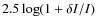 $2.5 \log(1 + \delta I/I)$