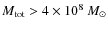 $M_{\rm {tot}} > 4\times 10^{8}~{M_\odot}$