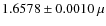 $1.6578\pm0.0010~\mu$