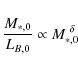 \begin{displaymath}\frac{M_{*,0}}{L_{B,0}} \propto M_{*,0}^{~\delta}
\end{displaymath}