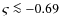 $\varsigma \la -0.69$
