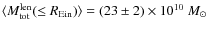$\langle M_{{\rm tot}}^{{\rm len}}(\le R_{{\rm Ein}}) \rangle = (23 \pm 2) \times 10^{10} ~M_{\odot}$
