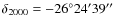 $\delta_{2000} =
-26^{\circ}24^{\prime}39^{\prime\prime}$