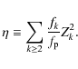 \begin{displaymath}\eta\equiv\sum_{k\ge 2}\frac{f_k}{f_{\rm p}}Z_k^2.
\end{displaymath}