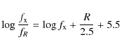 \begin{displaymath}\log \frac{f_{\rm x}}{f_R}=\log f_{\rm x} + \frac{R}{2.5}+5.5
\end{displaymath}