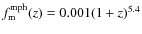 $f_{\rm m}^{\rm mph}(z) = 0.001(1+z)^{5.4}$