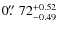 $\rm0\hbox{$.\!\!^{\prime\prime}$ }72^{+0.52}_{-0.49}$