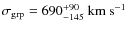 $\sigma_{\rm grp}=690^{+90}_{-145} ~ {\rm km~ s}^{-1}$
