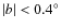 $\vert b\vert < 0.4^{\circ}$