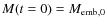 $M(t=0)=M_{\rm emb,0}$
