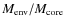 $M_{\rm env}/M_{\rm core}$