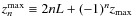 $z_{n}^{\rm max}\equiv 2 n L + (-1)^n z_{\rm max}$