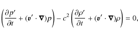 \begin{displaymath}
\left(\frac{\partial p'}{\partial t}+(\vec{v}'\cdot \vec{\n...
...\rho '}
{\partial t}+(\vec{v}'\cdot\vec{\nabla})\rho\right)=0,
\end{displaymath}