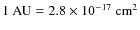 $1~\mathrm{AU}=2.8\times10^{-17}~\mathrm{cm}^2$