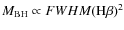${M_{\rm BH}\propto FWHM(\rm H\beta)^2}$