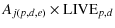 $\displaystyle A_{j(p,d,e)} \times {\rm LIVE}_{p,d}$