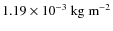 $1.19 \times
10^{-3}~{\rm kg~m}^{-2}$