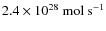 $2.4
\times 10^{28}~{\rm mol~s}^{-1}$
