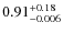 $\rm0.91^{+0.18}_{-0.006}$
