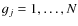 $g_j = 1, \ldots, N$