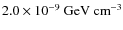 $2.0\times 10^{-9}~ {\rm GeV}~{\rm cm}^{-3}$