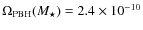 $\Omega_{\rm PBH}(M_{\star}) = 2.4\times 10^{-10}$