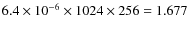 $6.4 \times 10^{-6} \times 1024 \times 256 = 1.677$