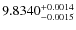 $ 9.8340 ^{\rm +0.0014}_{- 0.0015} $