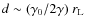 $d \sim (\gamma_0/ 2
\gamma)~r_{\rm L}$