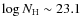 $\log N_{\rm H}\sim 23.1$