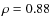 $\rho=0.88$