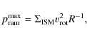 \begin{displaymath}p_{\rm ram}^{\rm max} = \Sigma_{\rm ISM} v_{\rm rot}^{2} R^{-1},
\end{displaymath}