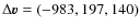 $\Delta \vec{v} = (-983,197,140)$