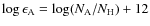 $\log\epsilon_{\rm A} = \log(N_{\rm A}/N_{\rm H})+12$