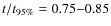 $t/t_{\rm 95\%} = 0.75{-}0.85$