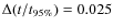 $\Delta (t/t_{\rm 95\%}) = 0.025$