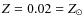 $Z=0.02=Z_\odot$