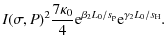 $\displaystyle I(\sigma,P)^2 \frac{7\kappa_0}{4} {\rm e}^{\beta_2 L_0/s_{\rm p}} {\rm e}^{\gamma_2 L_0/s_{\rm H}}.$
