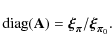 \begin{displaymath}%
{\rm diag}({\bf A}) = {\vec \xi}_{{\vec \pi}}/{\vec \xi}_{{\vec \pi}_0}.
\end{displaymath}