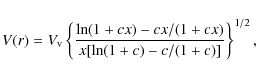 \begin{displaymath}V(r)=V_{\rm v}
\left \{
\frac{\ln (1+cx)-cx/(1+cx)}
{x [\ln(1+c)-c/(1+c)]}
\right \}^{1/2},
\end{displaymath}